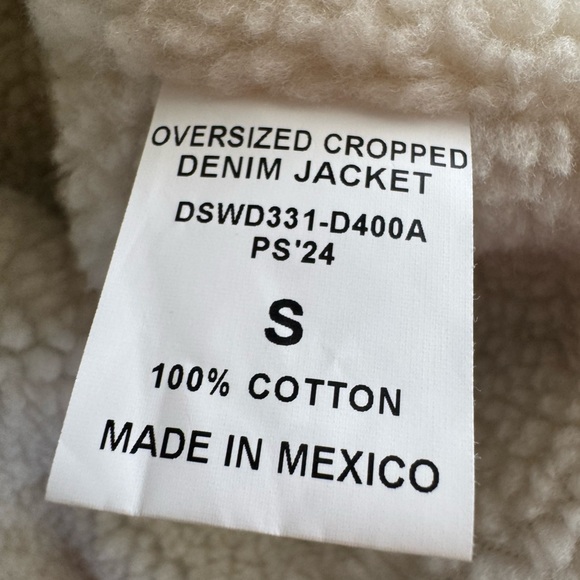 Denimist Anthropologie Cropped Sherpa-Lined Denim Jacket NWT Size S - Picture 6 of 11